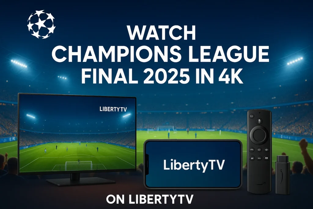 Watch the Champions League Final 2025 2025 in 4K with LibertyTV IPTV using your TV, smartphone, or Fire Stick.