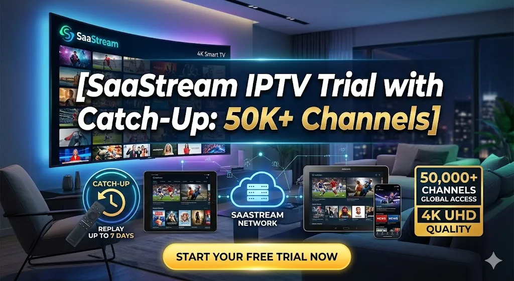 SaaStream IPTV Trial with Catch-Up: 50K+ Channels